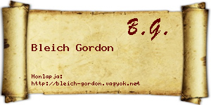 Bleich Gordon névjegykártya